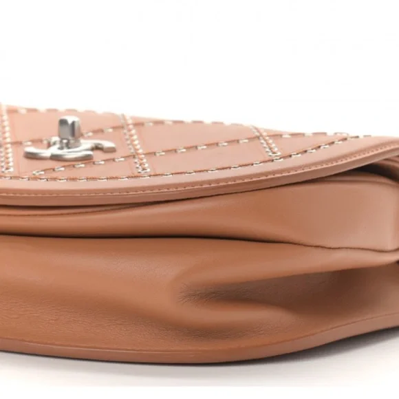 Chanel Tan Coco Eyelets Quilted Lambskin Crossbody Bag with Chain Strap - Picture 7 of 10